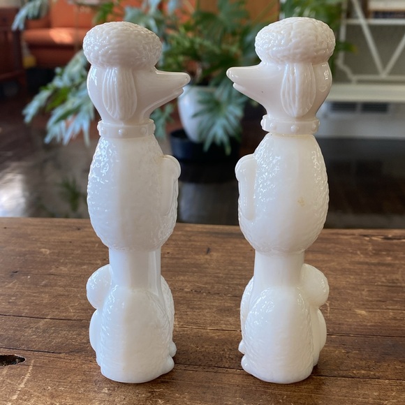 Vintage Avon Milk Glass White French Poodle Perfume Bottle Set of 2 - Picture 2 of 7